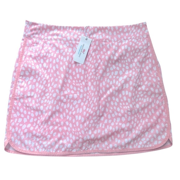 Vineyard Vines Performance Printed 17” Skort Skirt Flamingo Pink White New - Picture 1 of 9